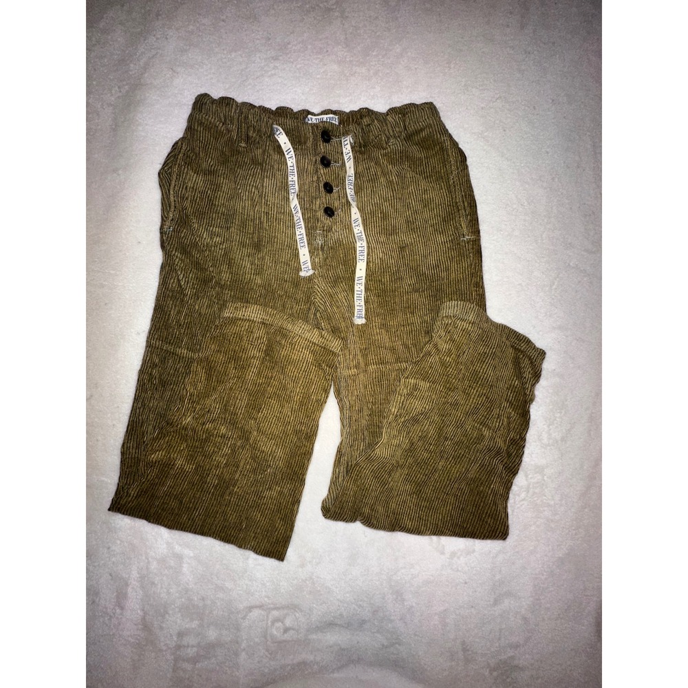 We The Free Roscoe Corduroy‎ Pants XS Olive Green Pull On Straight Leg Casual